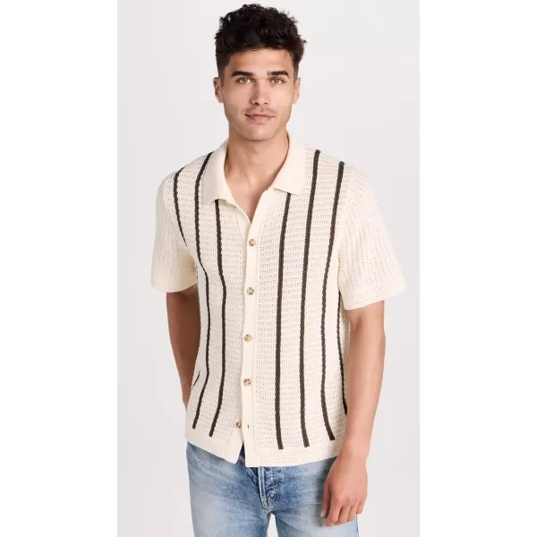 Vince Mens Crochet Stripe SS Button DownBoneCypress