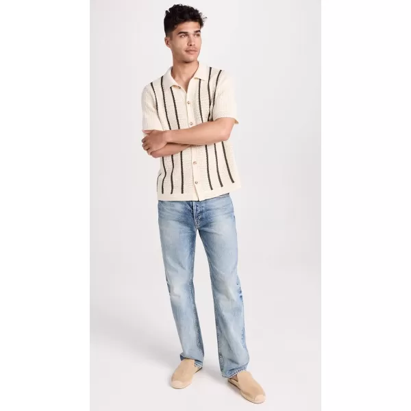 Vince Mens Crochet Stripe SS Button DownBoneCypress