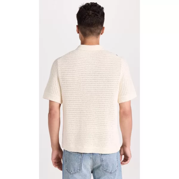 Vince Mens Crochet Stripe SS Button DownBoneCypress