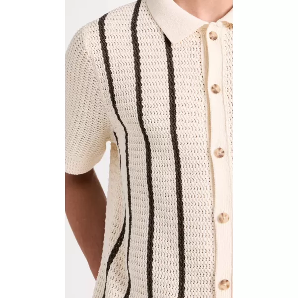 Vince Mens Crochet Stripe SS Button DownBoneCypress