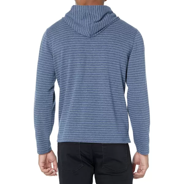 Vince Mens Dbl Knit Stripe PO HoodieH Pebble BlueOff White