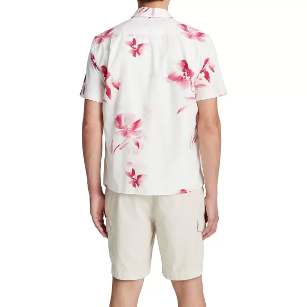 Vince Mens Faded Floral ShortSleeveDk Pink Blaze