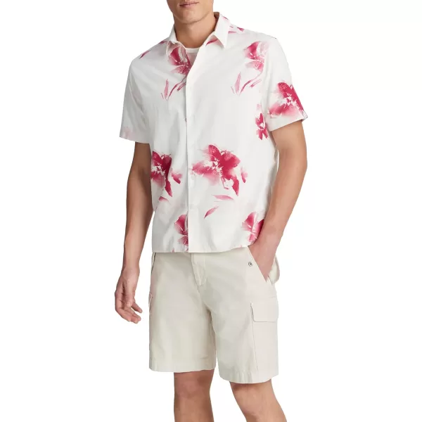 Vince Mens Faded Floral ShortSleeveDk Pink Blaze