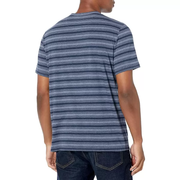 Vince Mens Feeder Stripe SS CrewH Pebble BlueH Coastal