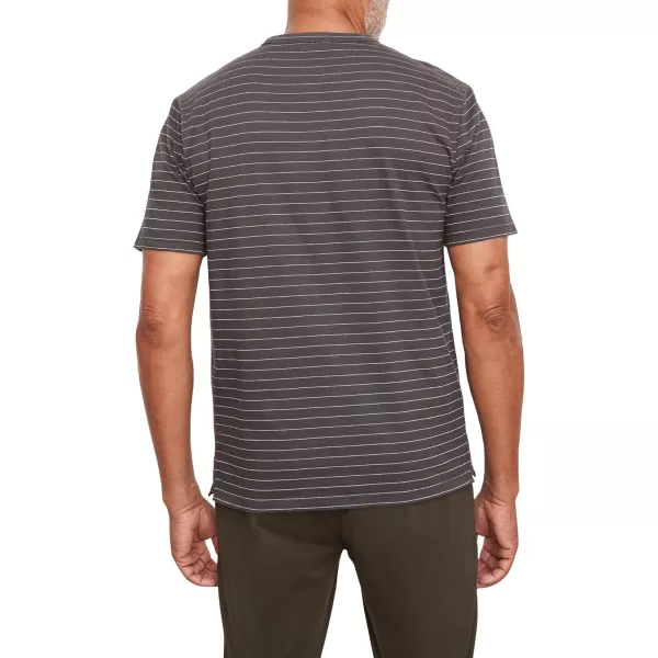 Vince Mens Garment Dye Fleck Stripe SS CrewWashed Black