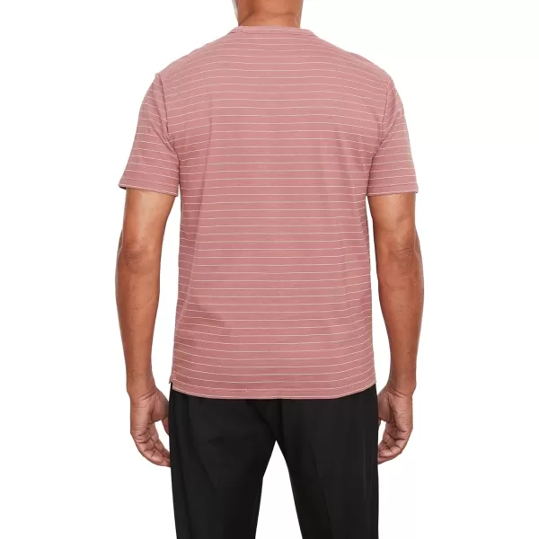 Vince Mens Garment Dye Fleck Stripe SS CrewWashed Mulled Wine