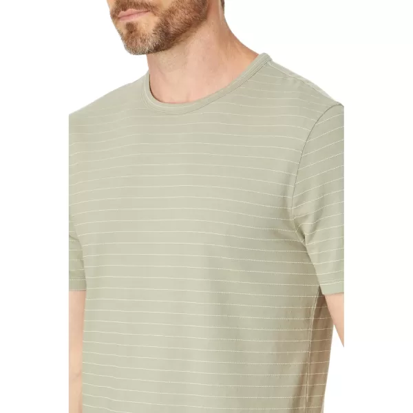 Vince Mens Garment Dye Fleck Stripe SS CrewWashed Pale Thyme