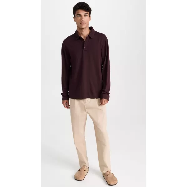 Vince Mens Garment Dye LS PoloWashed Pinot Vino