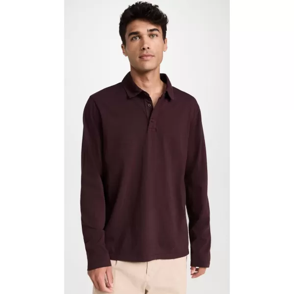 Vince Mens Garment Dye LS PoloWashed Pinot Vino