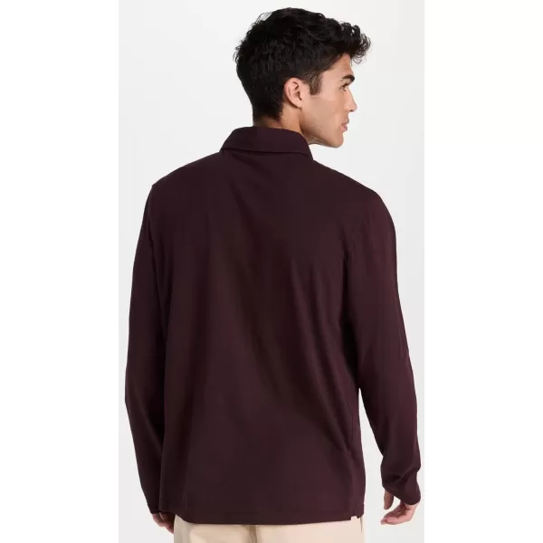 Vince Mens Garment Dye LS PoloWashed Pinot Vino