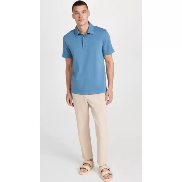 Vince Mens Garment Dye SS PoloSmoke Blue