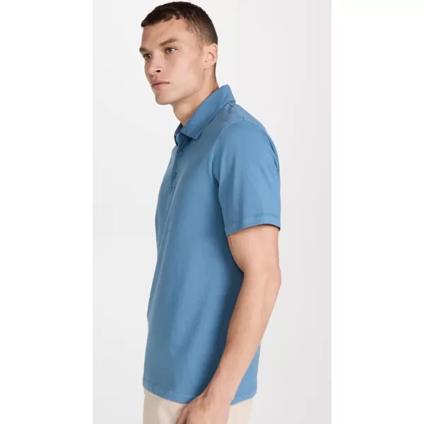 Vince Mens Garment Dye SS PoloSmoke Blue