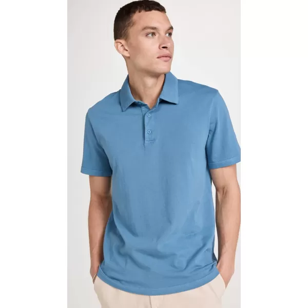 Vince Mens Garment Dye SS PoloSmoke Blue