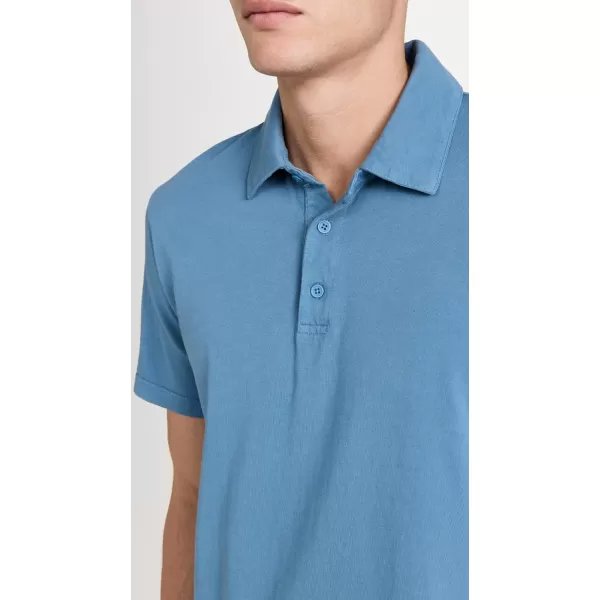 Vince Mens Garment Dye SS PoloSmoke Blue