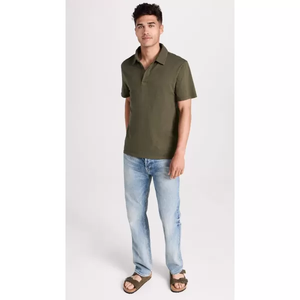 Vince Mens Garment Dye SS PoloWashed Cypress