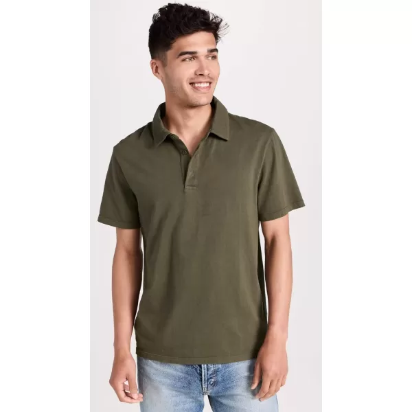 Vince Mens Garment Dye SS PoloWashed Cypress