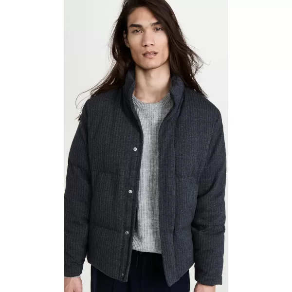 Vince Mens Herringbone Puffer JacketCoastalMedium Heather Grey