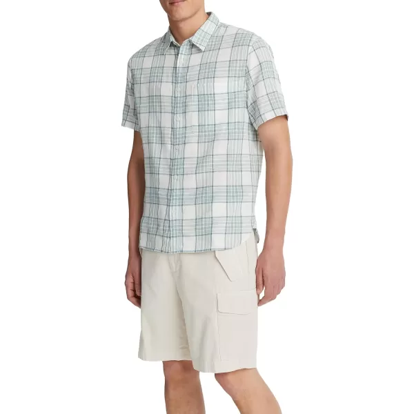 Vince Mens Kino Plaid ShortSleeveMirage TealOptic White