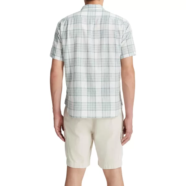 Vince Mens Kino Plaid ShortSleeveMirage TealOptic White