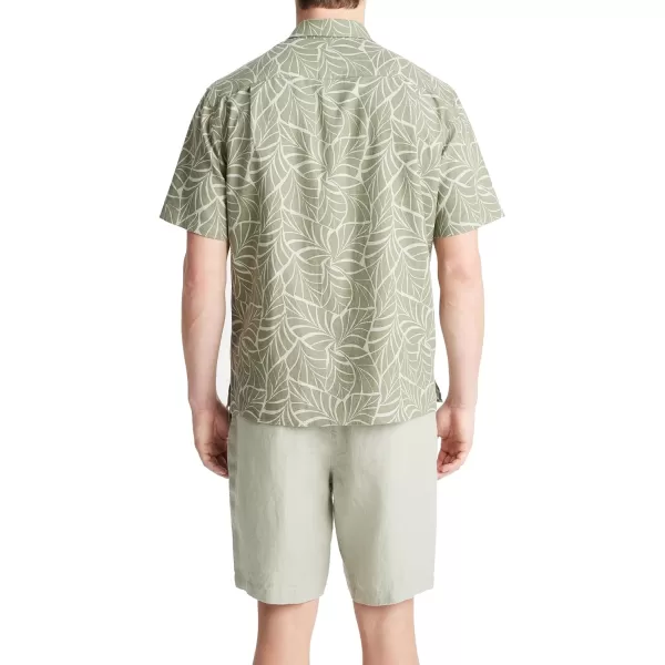 Vince Mens Knotted Leaves Short Sleeve ShirtDk Dried CactusDried Cactus