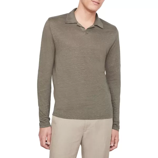 Vince Mens Linen LS Johnny CollarSycamore