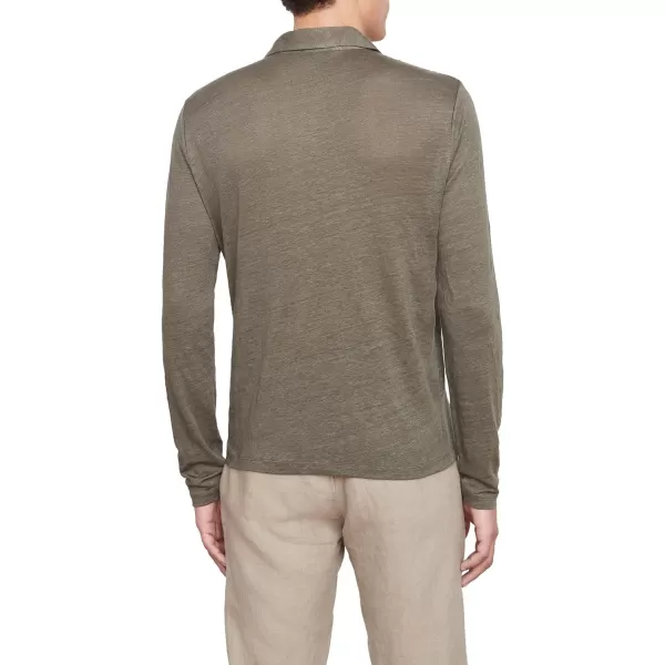 Vince Mens Linen LS Johnny CollarSycamore