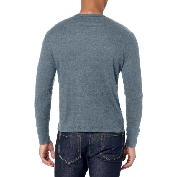 Vince Mens Linen LongSleeve HenleyWashed Indigo