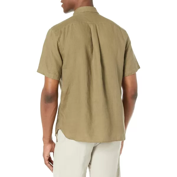 Vince Mens Linen Short Sleeve Button Down ShirtFeathergrass