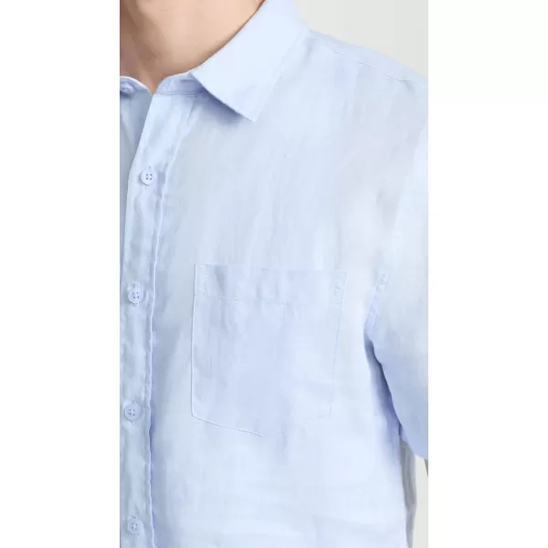 Vince Mens Linen Short Sleeve Button Down ShirtLucent Blue