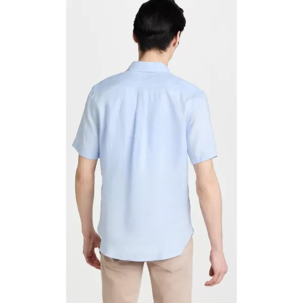 Vince Mens Linen Short Sleeve Button Down ShirtLucent Blue