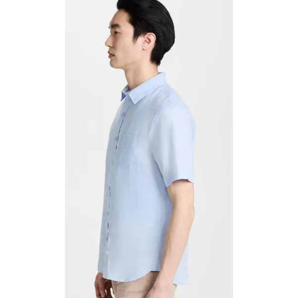 Vince Mens Linen Short Sleeve Button Down ShirtLucent Blue