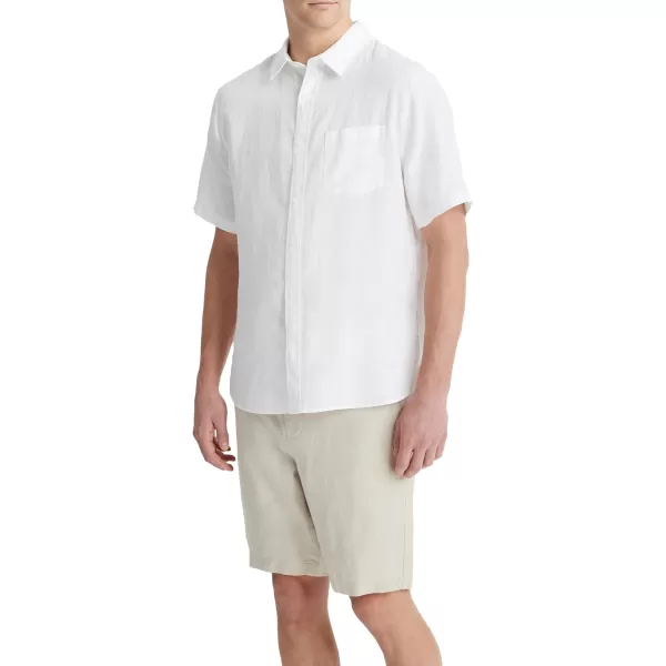 Vince Mens Linen Short Sleeve Button Down ShirtOptic White