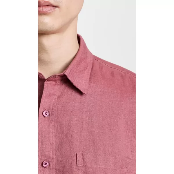 Vince Mens Linen Short Sleeve Button Down ShirtWild Barberry