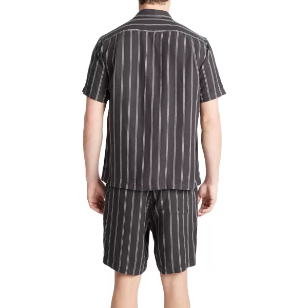 Vince Mens Moonbay Stripe ShortSleeveSoft BlackLt Soft Black