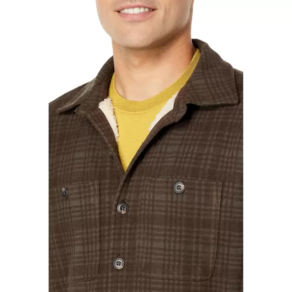 Vince Mens Plaid Sherpa Shirt JKTFrogWet Ceder