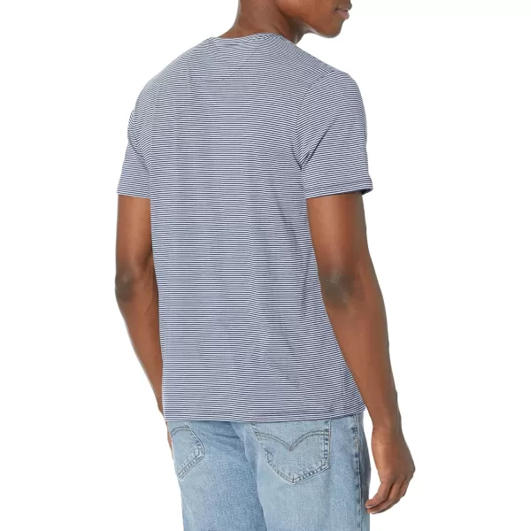 Vince Mens Stripe Pima SS CrewDusty Sky Combo