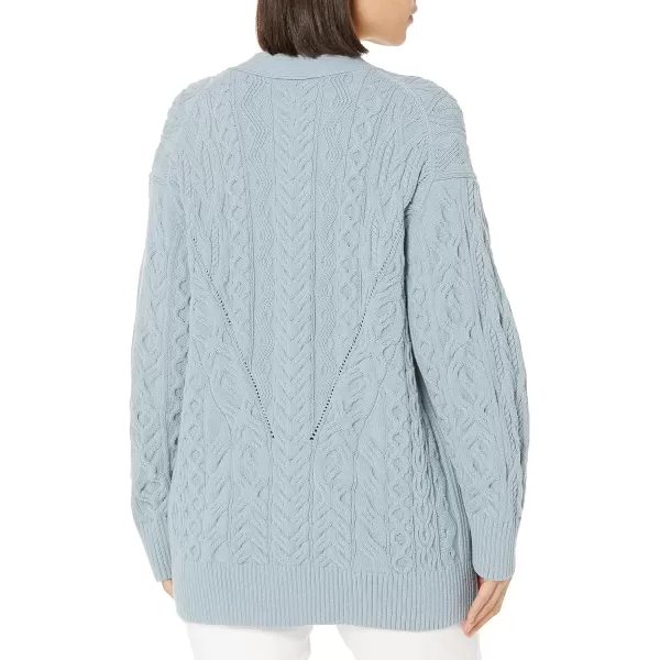 Vince Womens Aran Cable CardiganLt Sea Stone