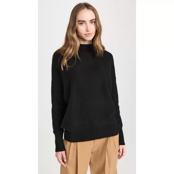 Vince Womens Boiled Cashmere Funnel Neck PulloverBlack