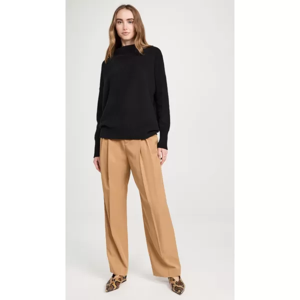 Vince Womens Boiled Cashmere Funnel Neck PulloverBlack