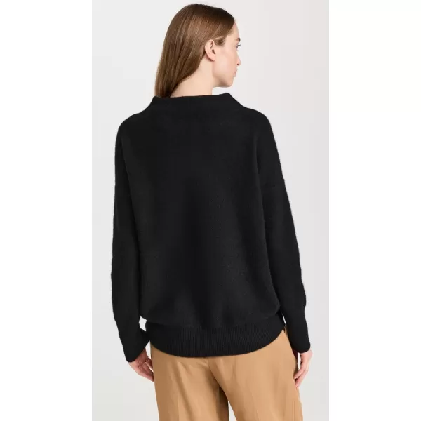 Vince Womens Boiled Cashmere Funnel Neck PulloverBlack