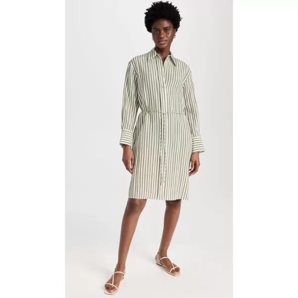 Vince Womens Coast Stripe Short Shirt DressSea FernOptic White