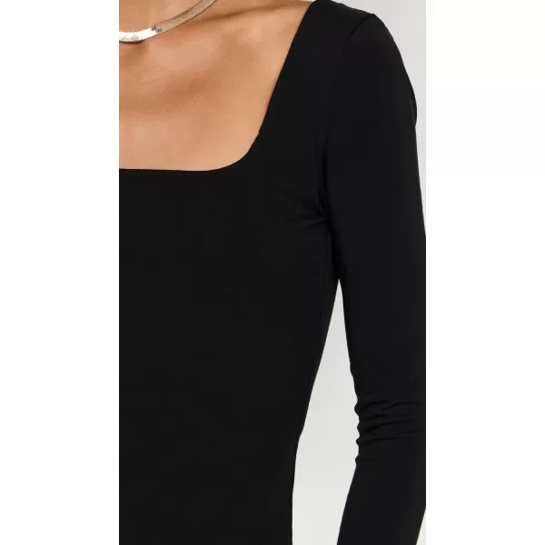 Vince Womens Long Sleeve Square Neck TopBlack