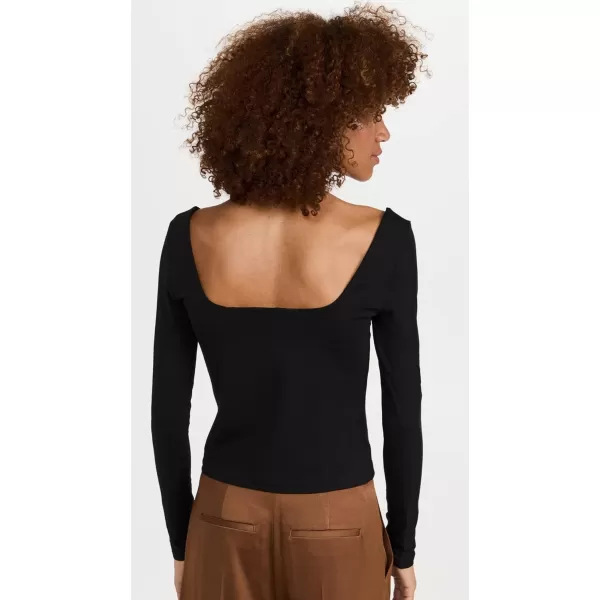 Vince Womens Long Sleeve Square Neck TopBlack