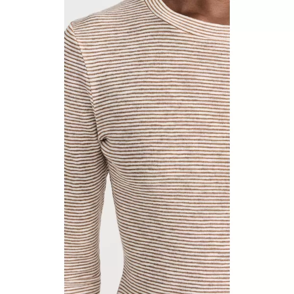 Vince Womens Micro Stripe 34 Sleeve Crew Neck TeeOff WhiteNile