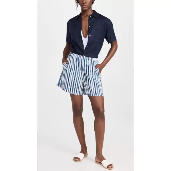 Vince Womens Painterly Stripe Pull on ShortCoastal Blue