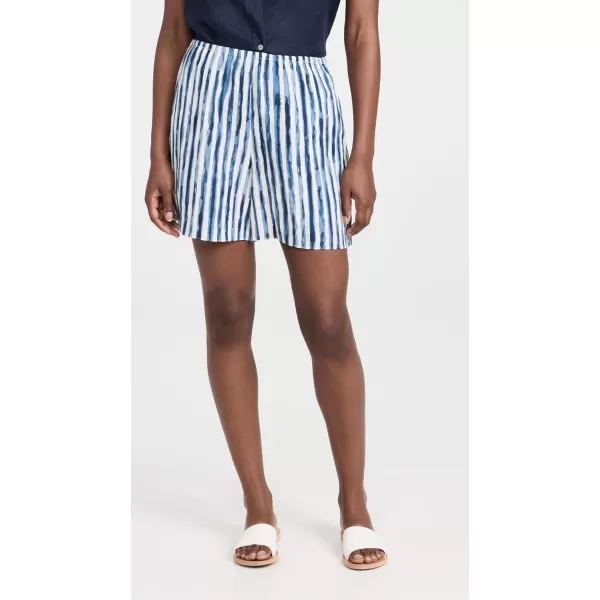 Vince Womens Painterly Stripe Pull on ShortCoastal Blue