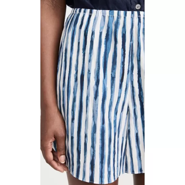 Vince Womens Painterly Stripe Pull on ShortCoastal Blue