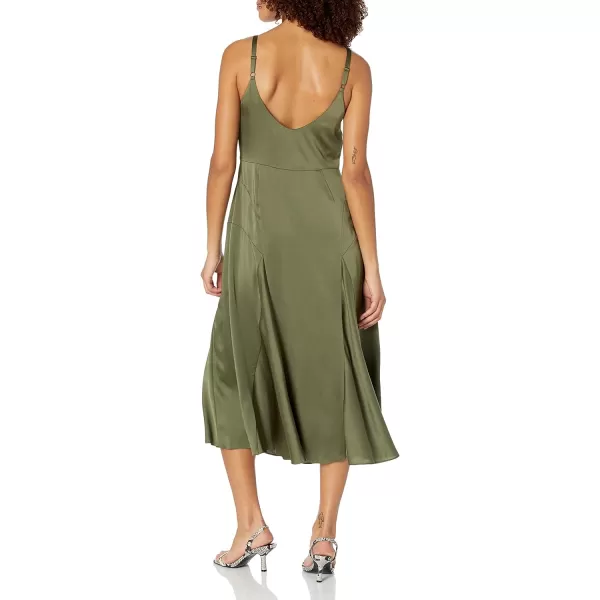 Vince Womens Paneled VNeck Slip DressOlive Erba