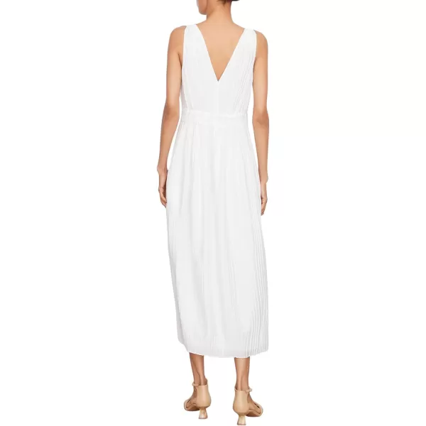 Vince Womens Pleated Dbl Vnk DressOffwhite