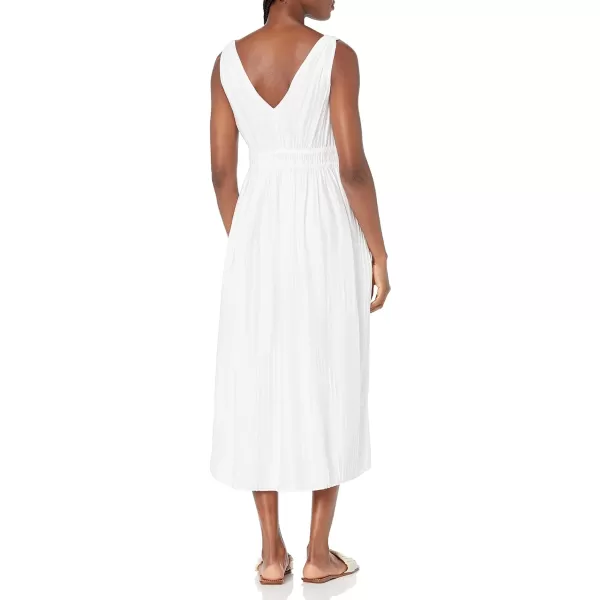 Vince Womens Pleated Dbl Vnk DressOffwhite